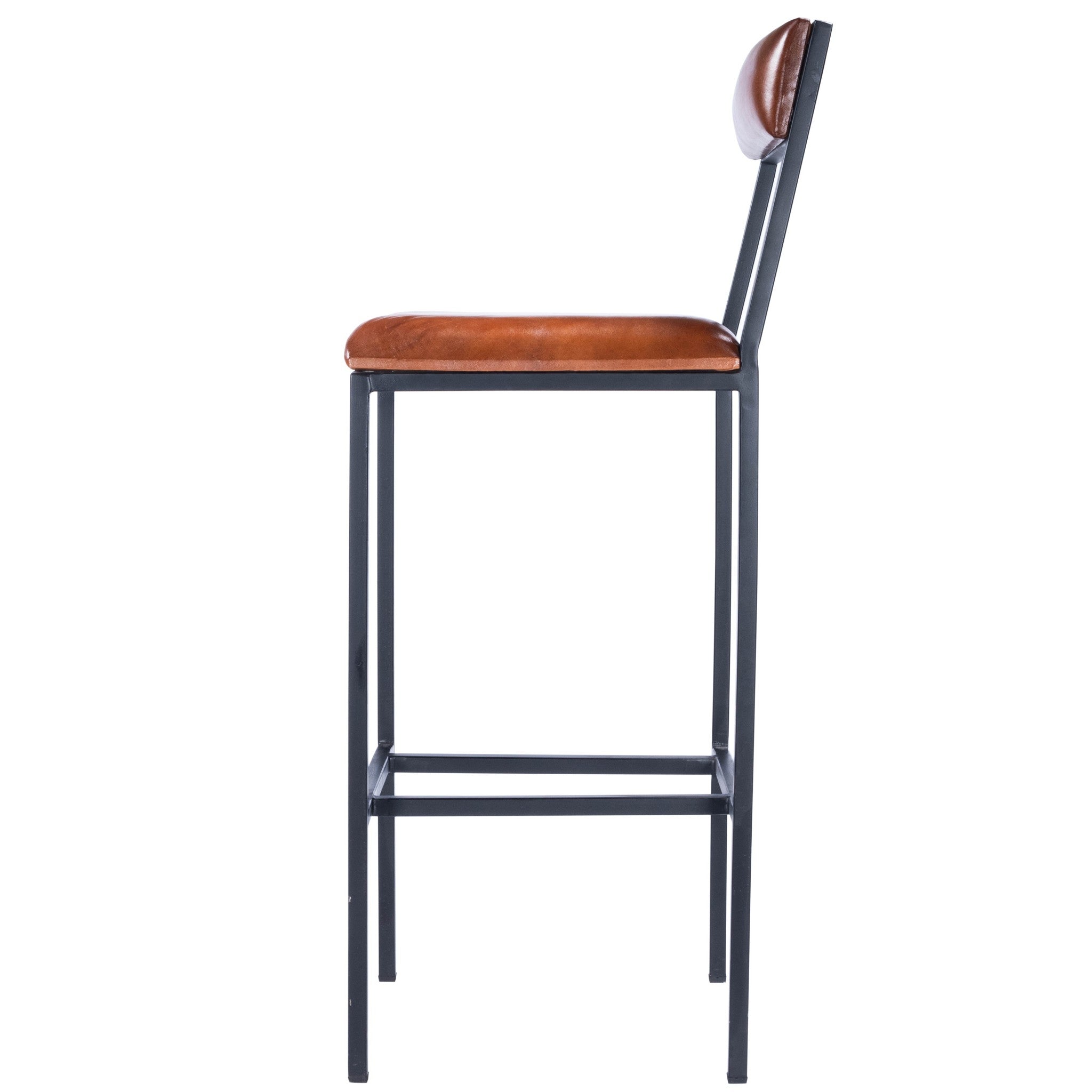 32" Brown and Black Manufactured Wood and Iron Bar Chair-Bar Chairs-DECOROLALA