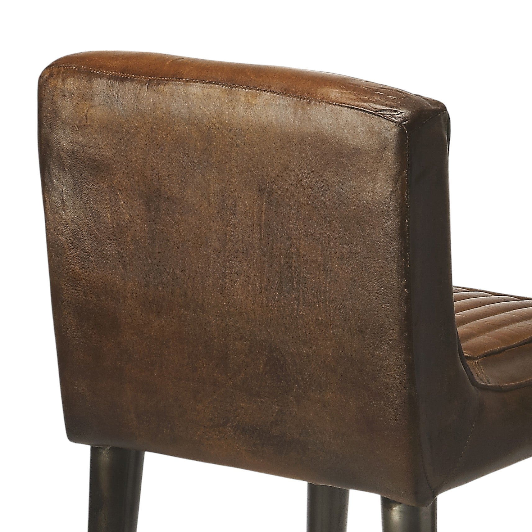 32" Brown and Black Manufactured Wood and Iron Bar Chair-Bar Chairs-DECOROLALA