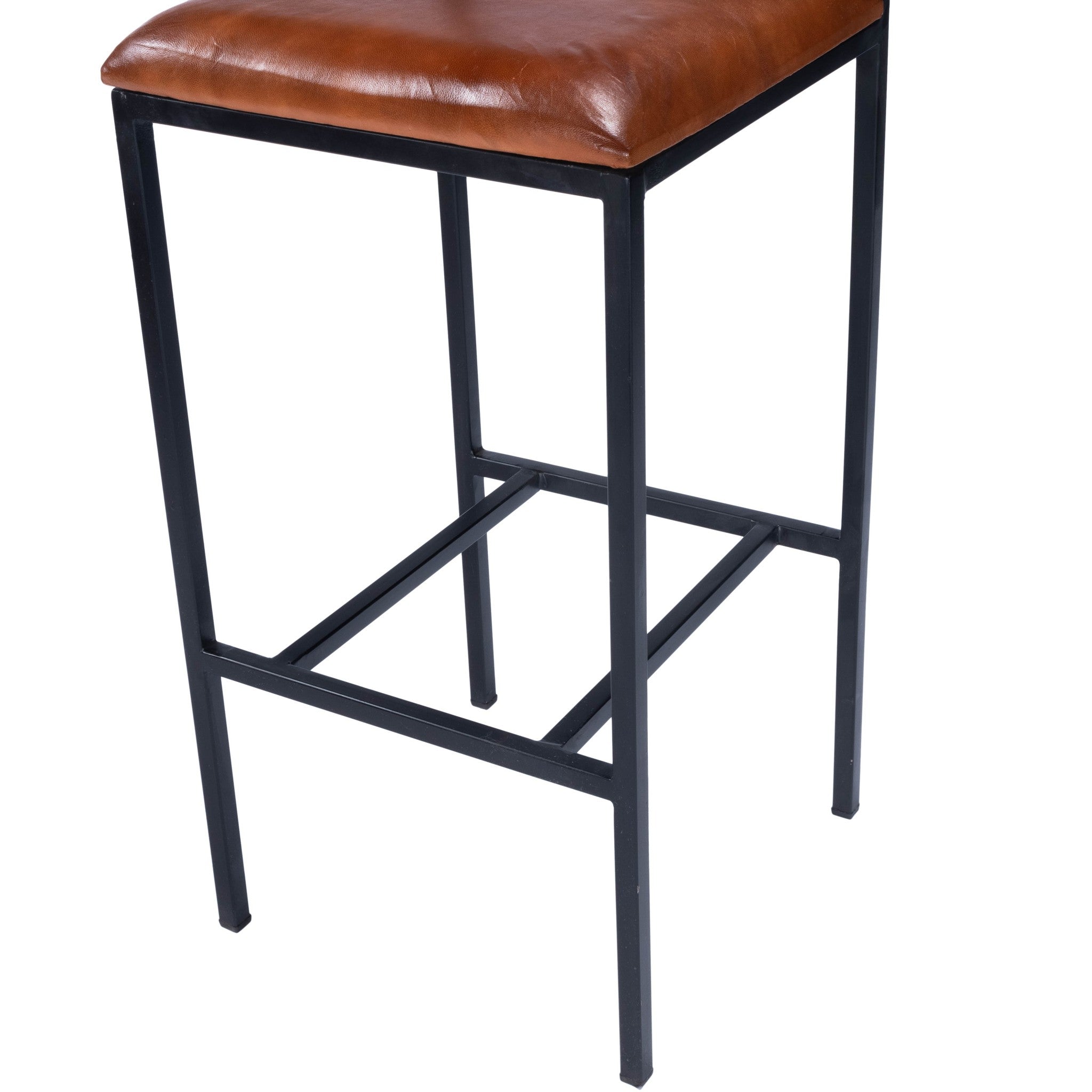 32" Brown and Black Manufactured Wood and Iron Bar Chair-Bar Chairs-DECOROLALA