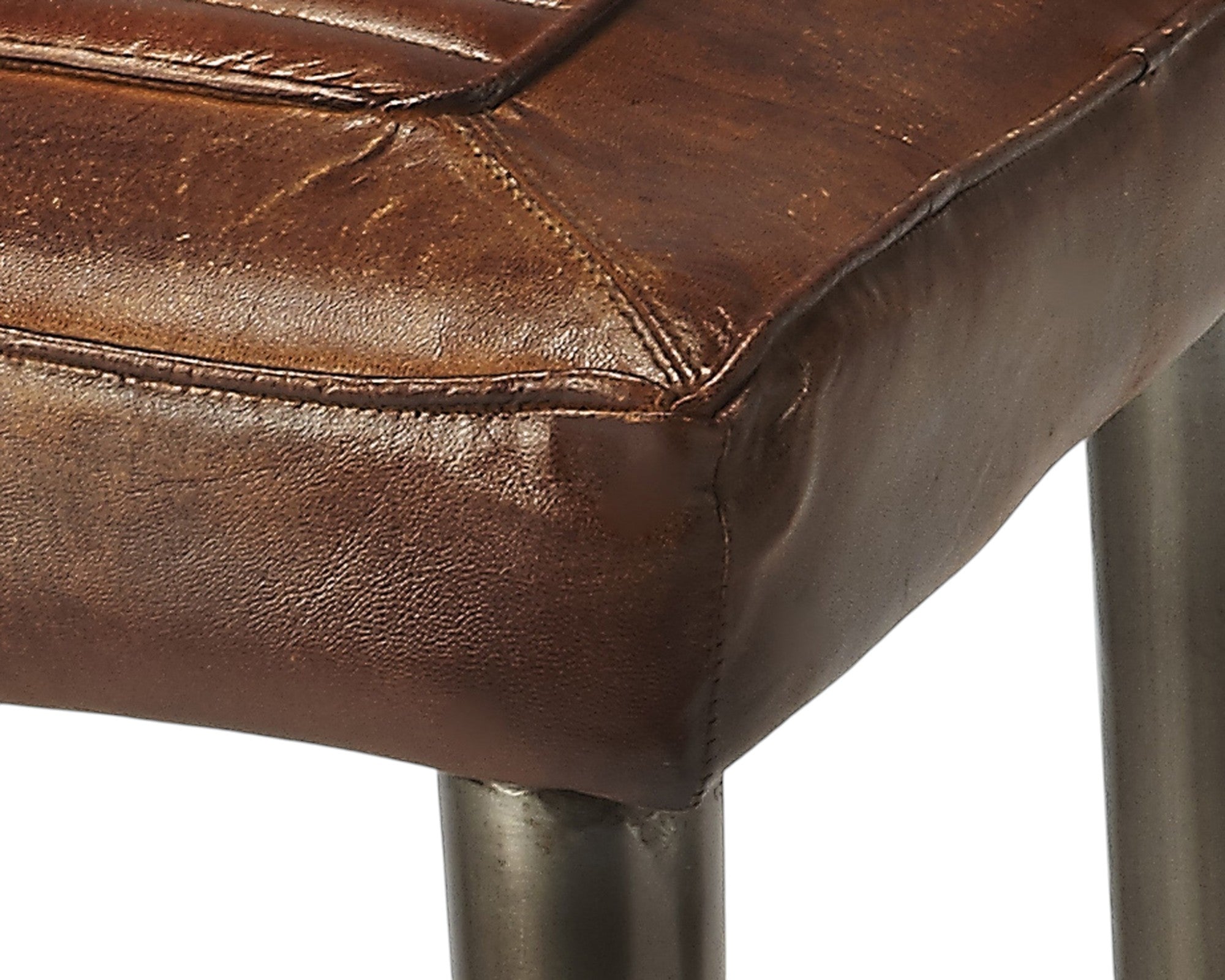 32" Brown and Gray Manufactured Wood and Iron Backless Counter Height Bar Chair-Bar Chairs-DECOROLALA