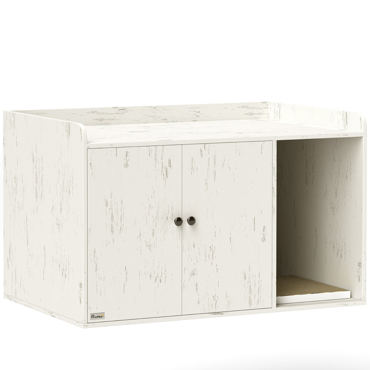32" Cat Litter Box Enclosure - Distressed White MDF TV Stand-Cats-DECOROLALA