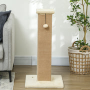 32" Cat Scratching Post with Sisal Rope and Hanging Ball - Beige-Cats-DECOROLALA