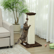 32" Cat Scratching Post with Sisal Rope and Hanging Ball - Brown-Cats-DECOROLALA