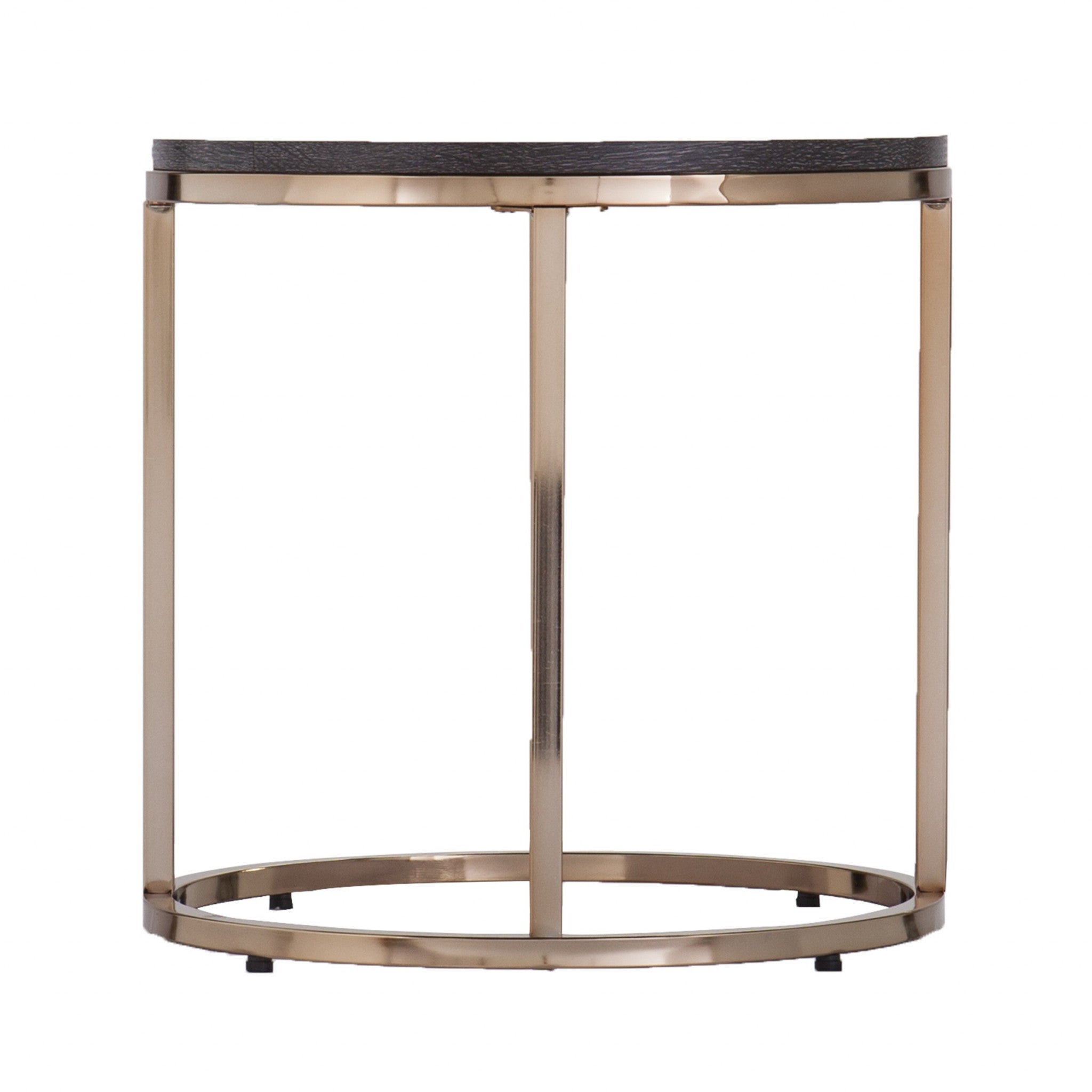 32" Champagne And Charcoal Manufactured Wood And Metal With Iron Round Coffee Table-Coffee Tables-DECOROLALA