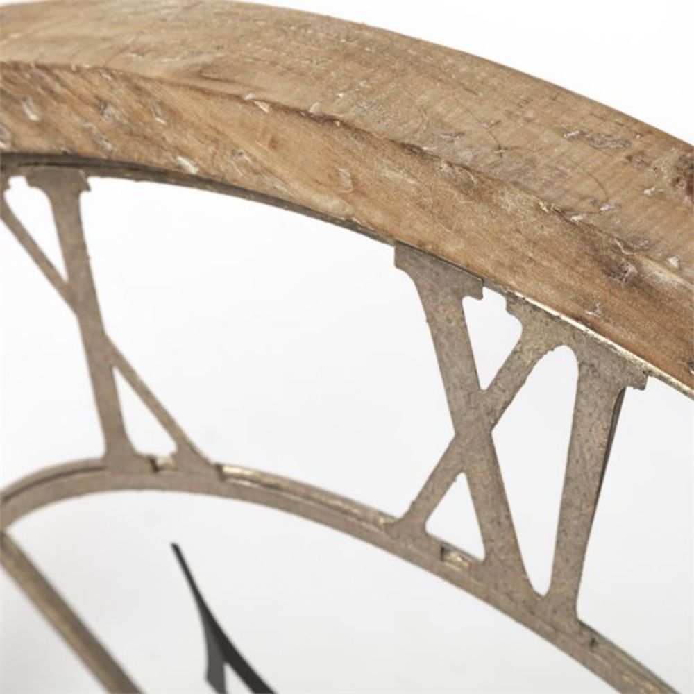 32" Circle Brown Metal Skeleton Wall Clock-Wall Clocks-DECOROLALA