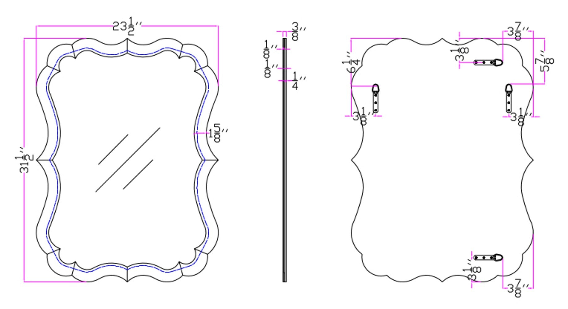 32" Clear Novelty Glass Framed Accent Mirror-Mirrors-DECOROLALA