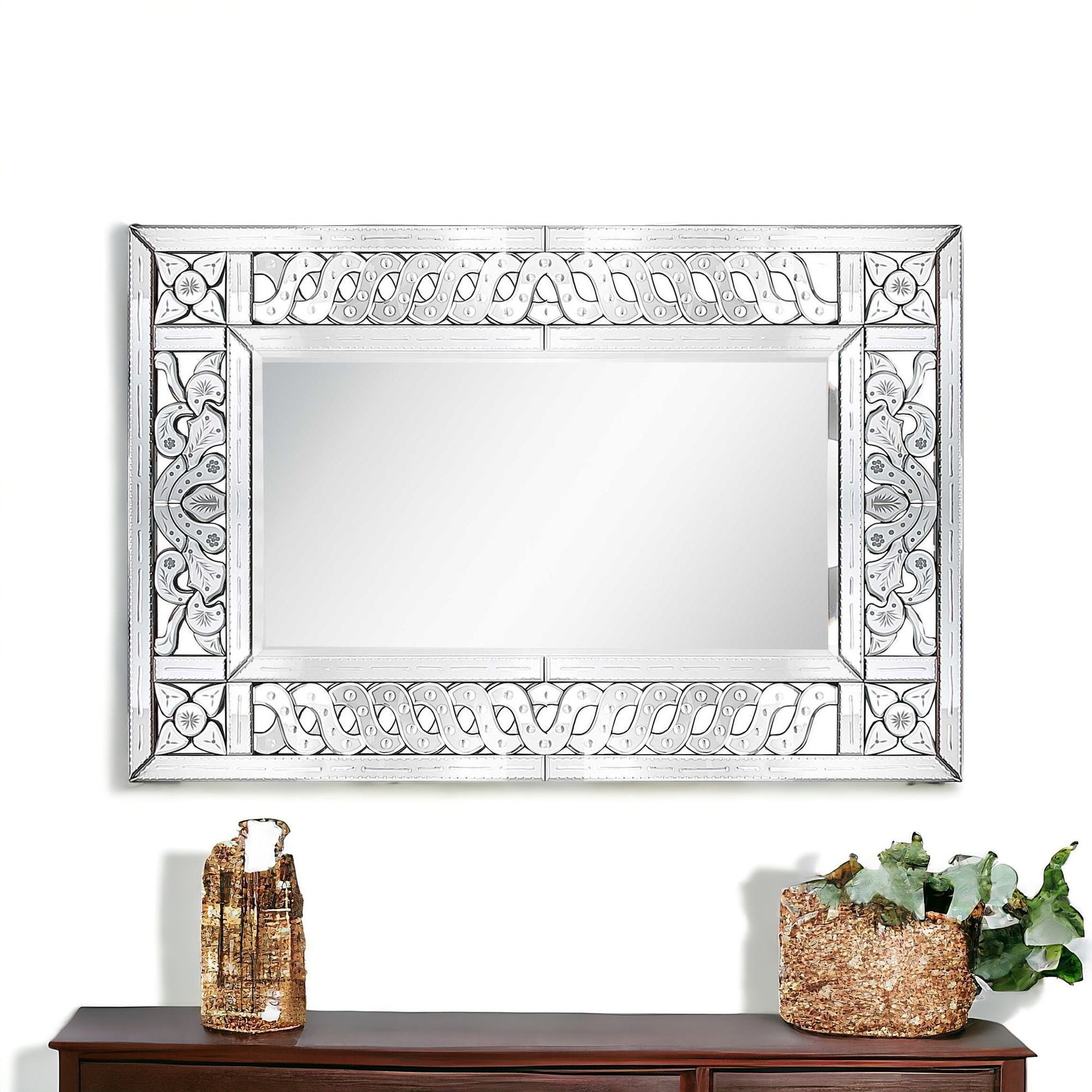 32" Clear Wood Framed Accent Mirror-Mirrors-DECOROLALA
