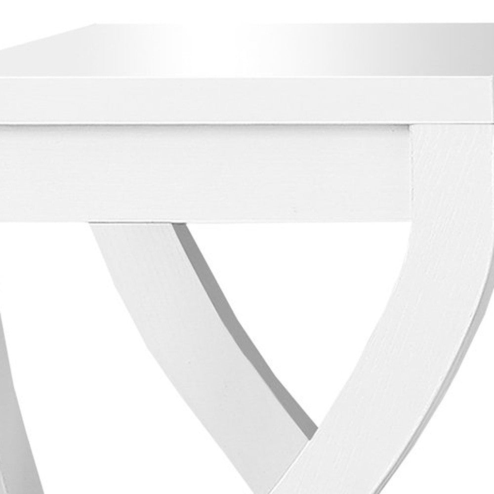 32" Dark Brown Wood Square End Table With Two Shelves-End-Side Tables-DECOROLALA