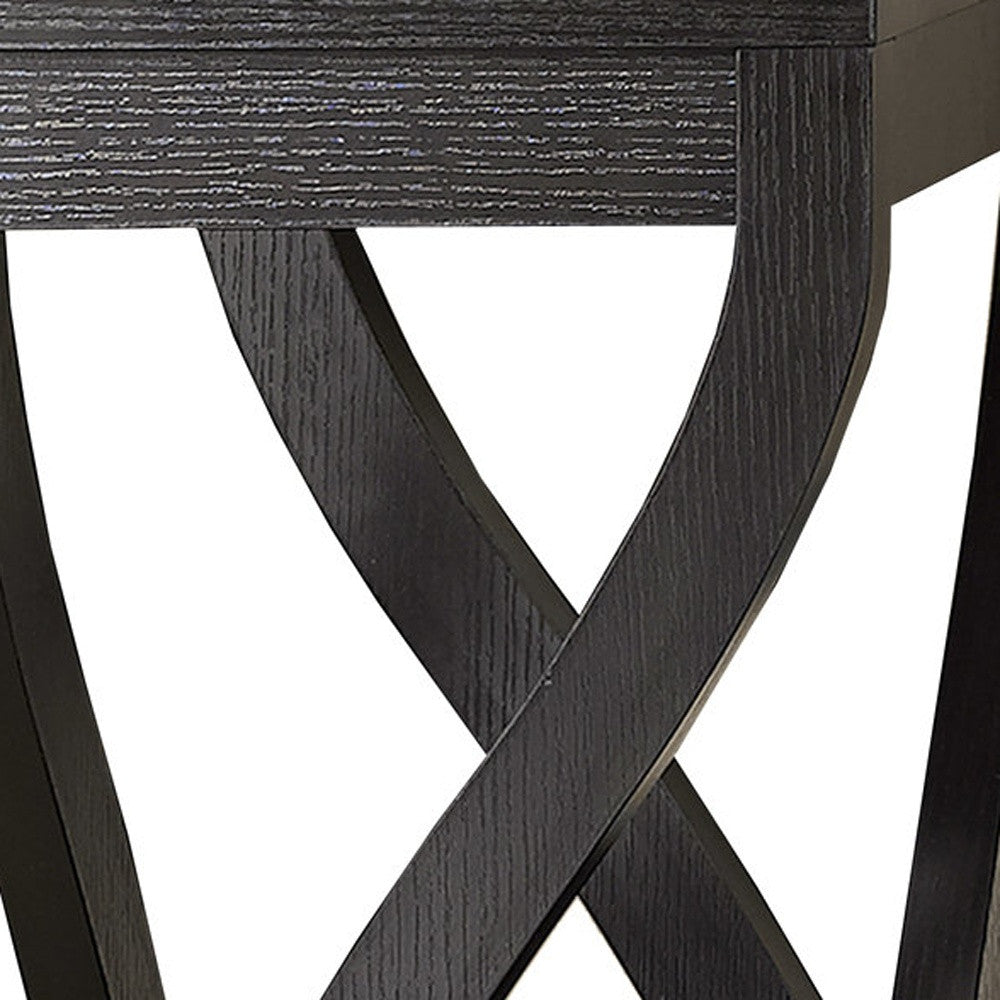 32" Dark Brown Wood Square End Table With Two Shelves-End-Side Tables-DECOROLALA