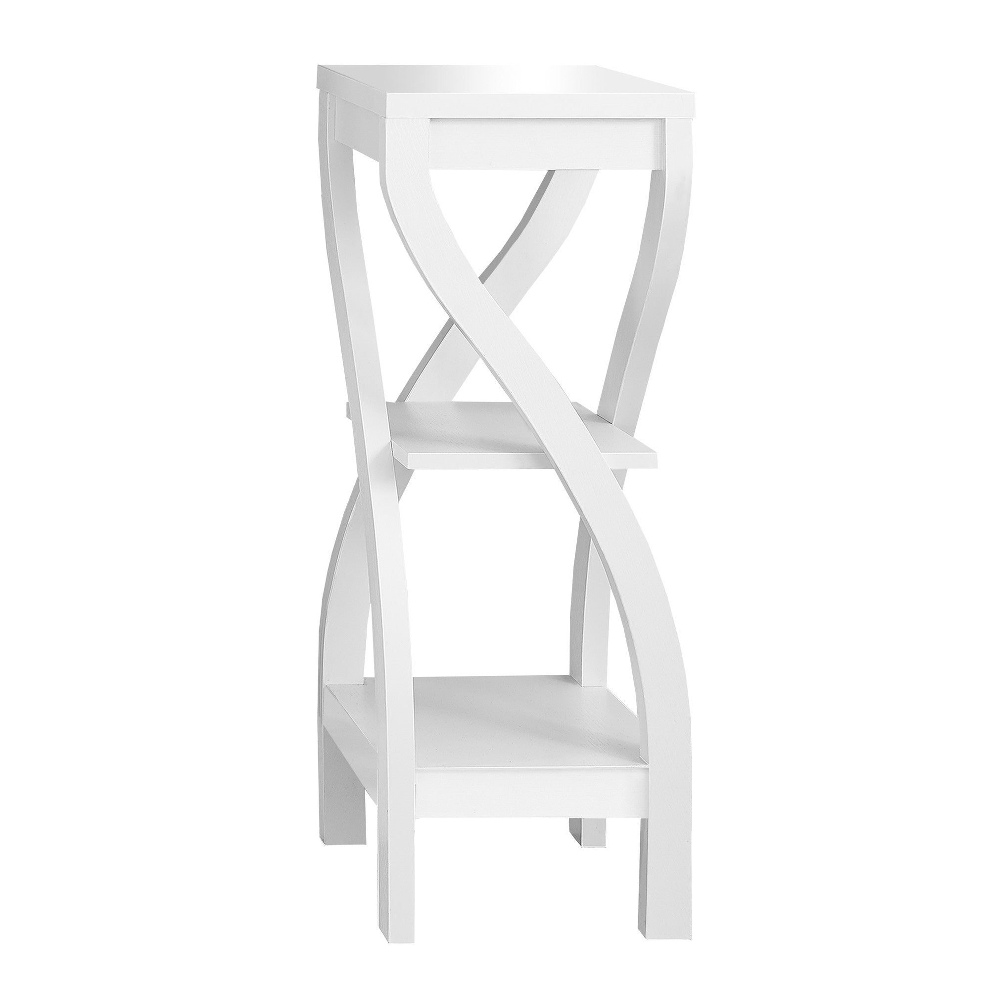 32" Dark Brown Wood Square End Table With Two Shelves-End-Side Tables-DECOROLALA