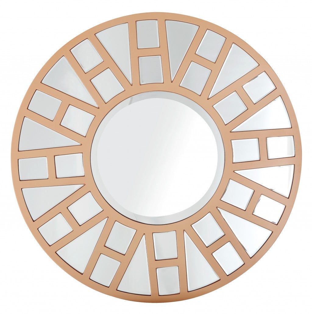 32" Gold Round Metal Framed Accent Mirror-Mirrors-DECOROLALA