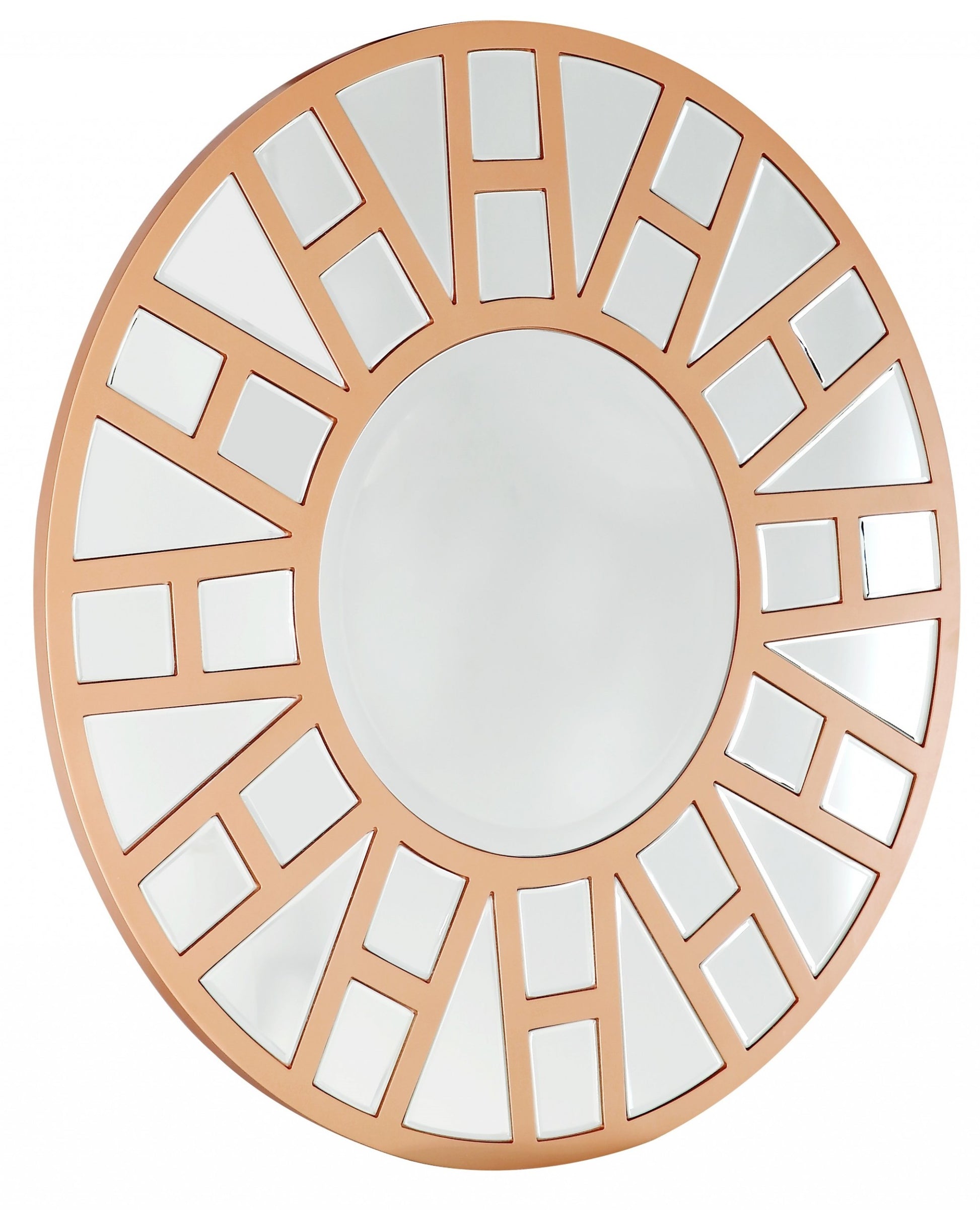 32" Gold Round Metal Framed Accent Mirror-Mirrors-DECOROLALA
