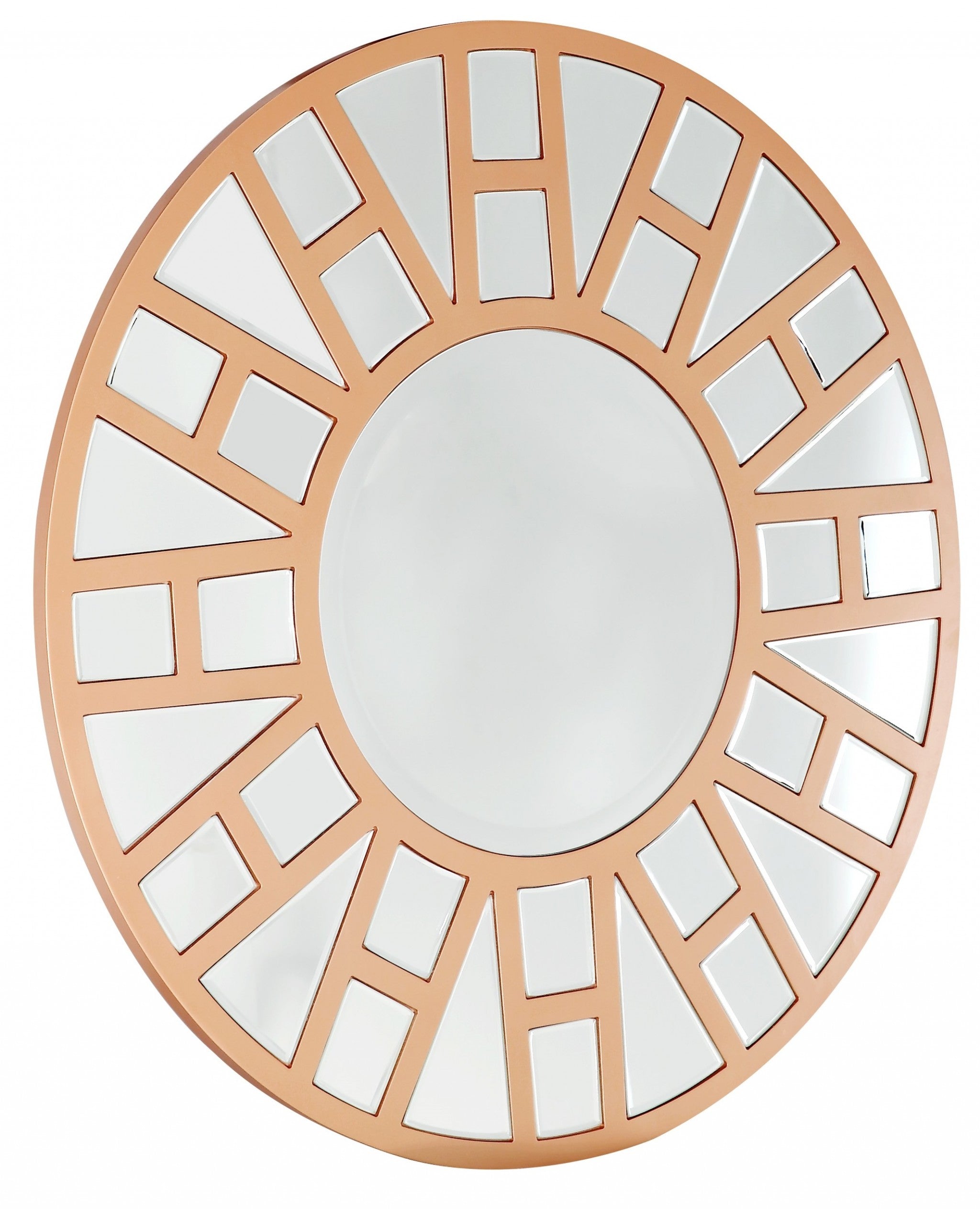 32" Gold Round Metal Framed Accent Mirror-Mirrors-DECOROLALA
