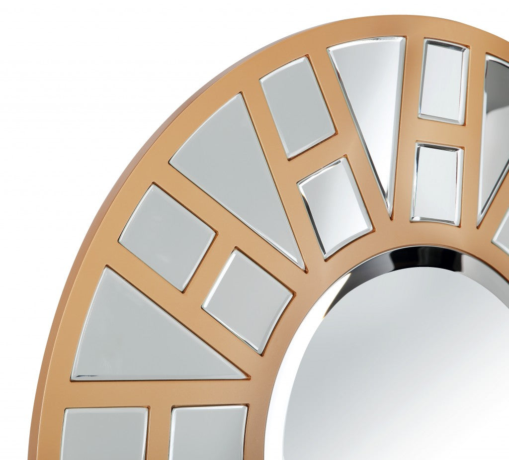 32" Gold Round Metal Framed Accent Mirror-Mirrors-DECOROLALA