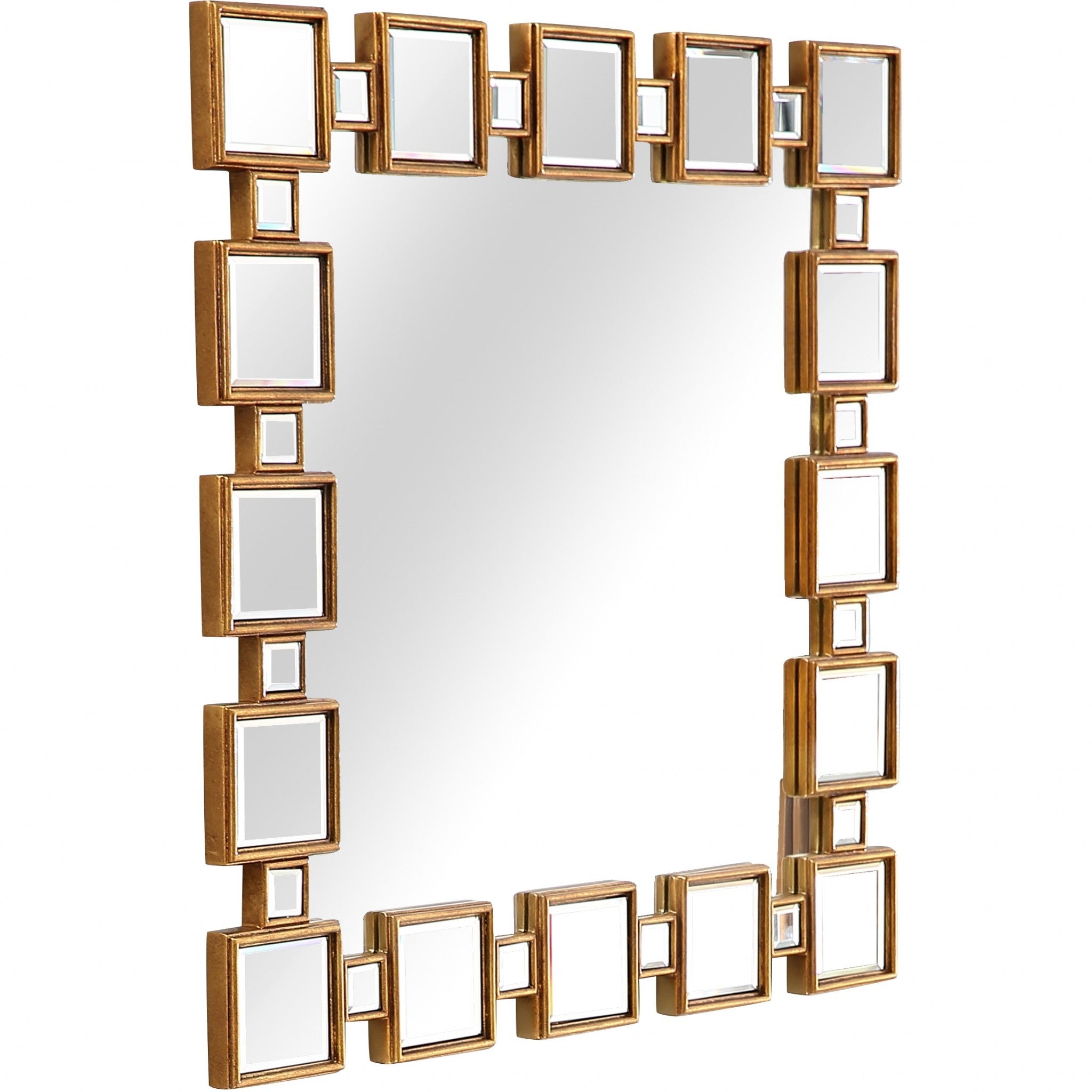 32" Gold Square Framed Accent Mirror-Mirrors-DECOROLALA
