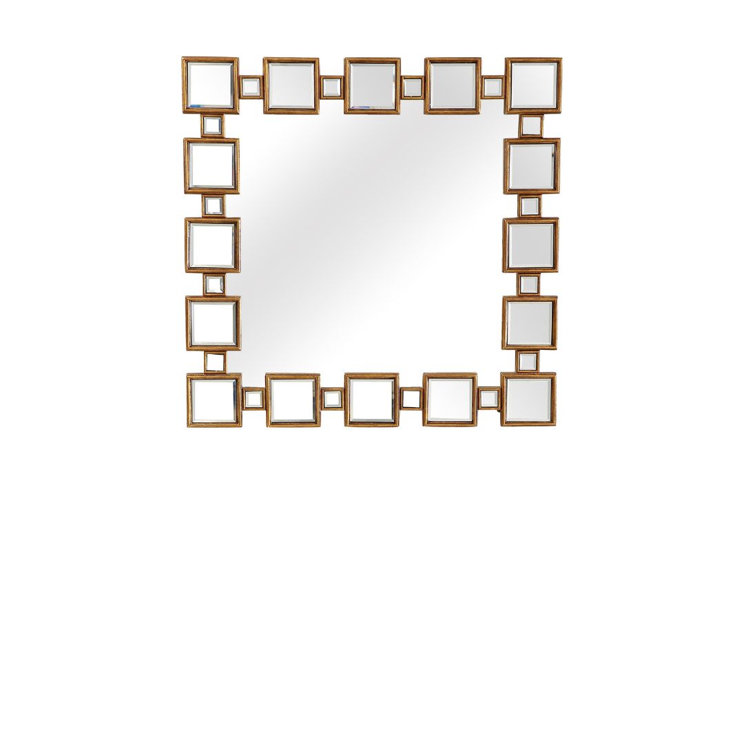 32" Gold Square Framed Accent Mirror-Mirrors-DECOROLALA