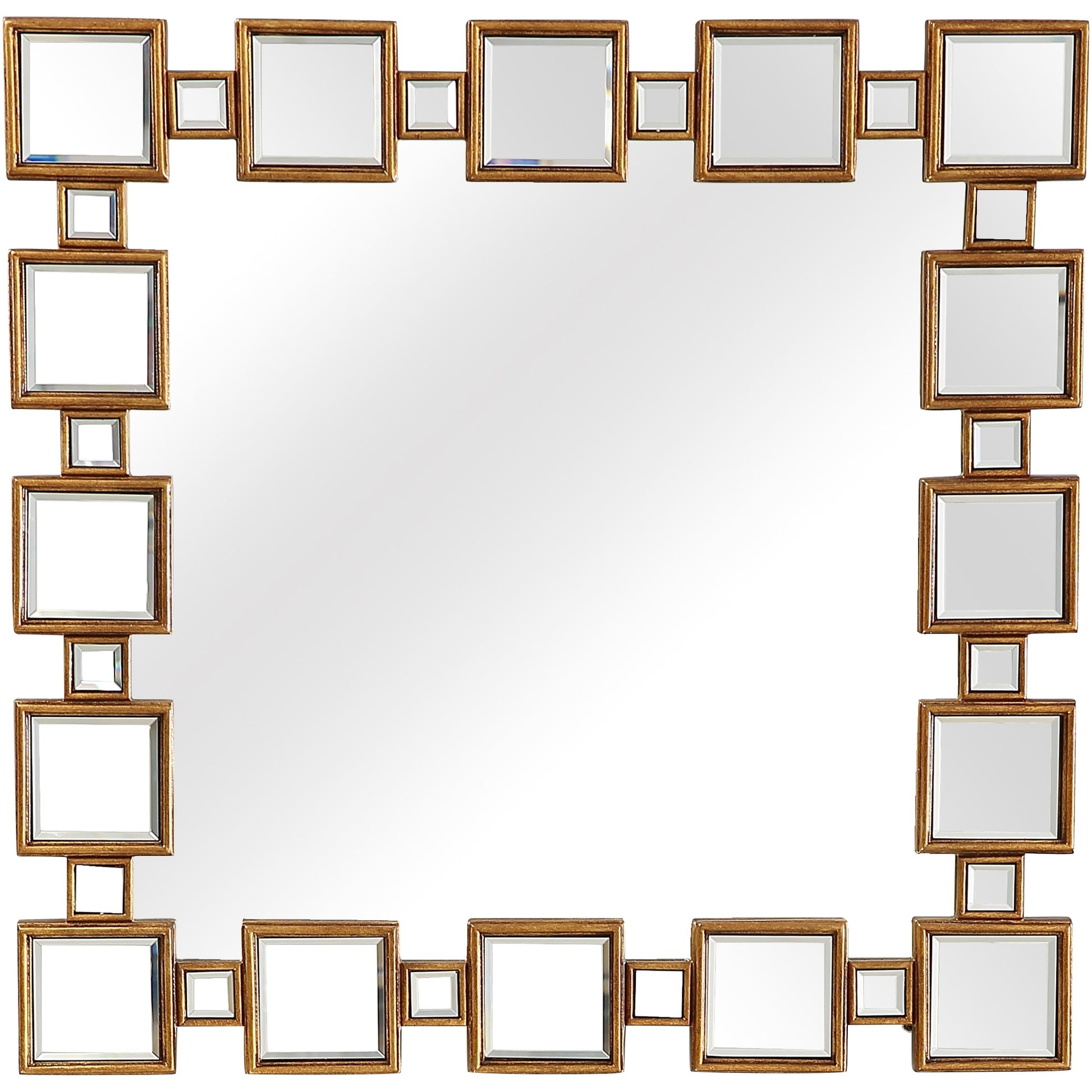 32" Gold Square Framed Accent Mirror-Mirrors-DECOROLALA