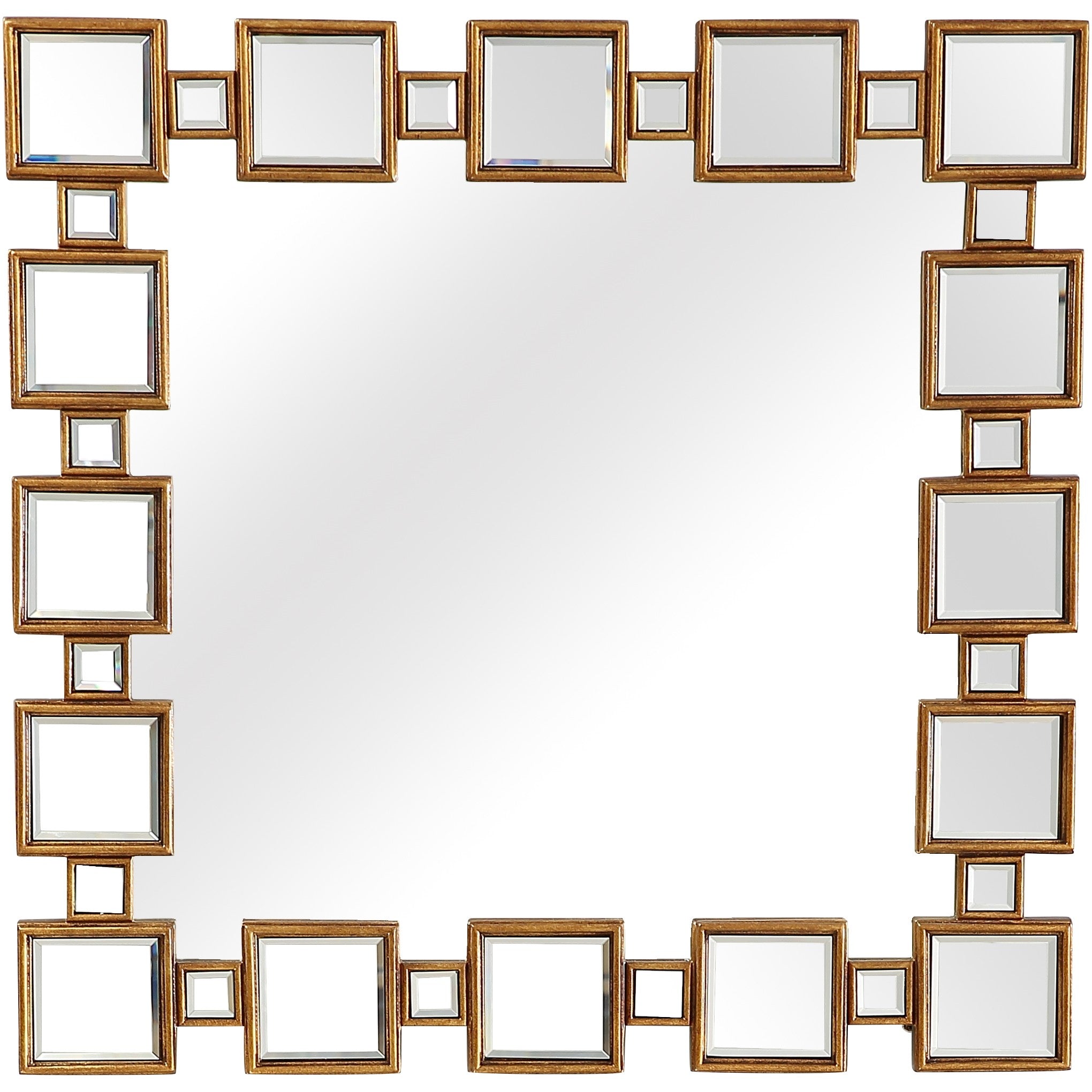 32" Gold Square Framed Accent Mirror-Mirrors-DECOROLALA