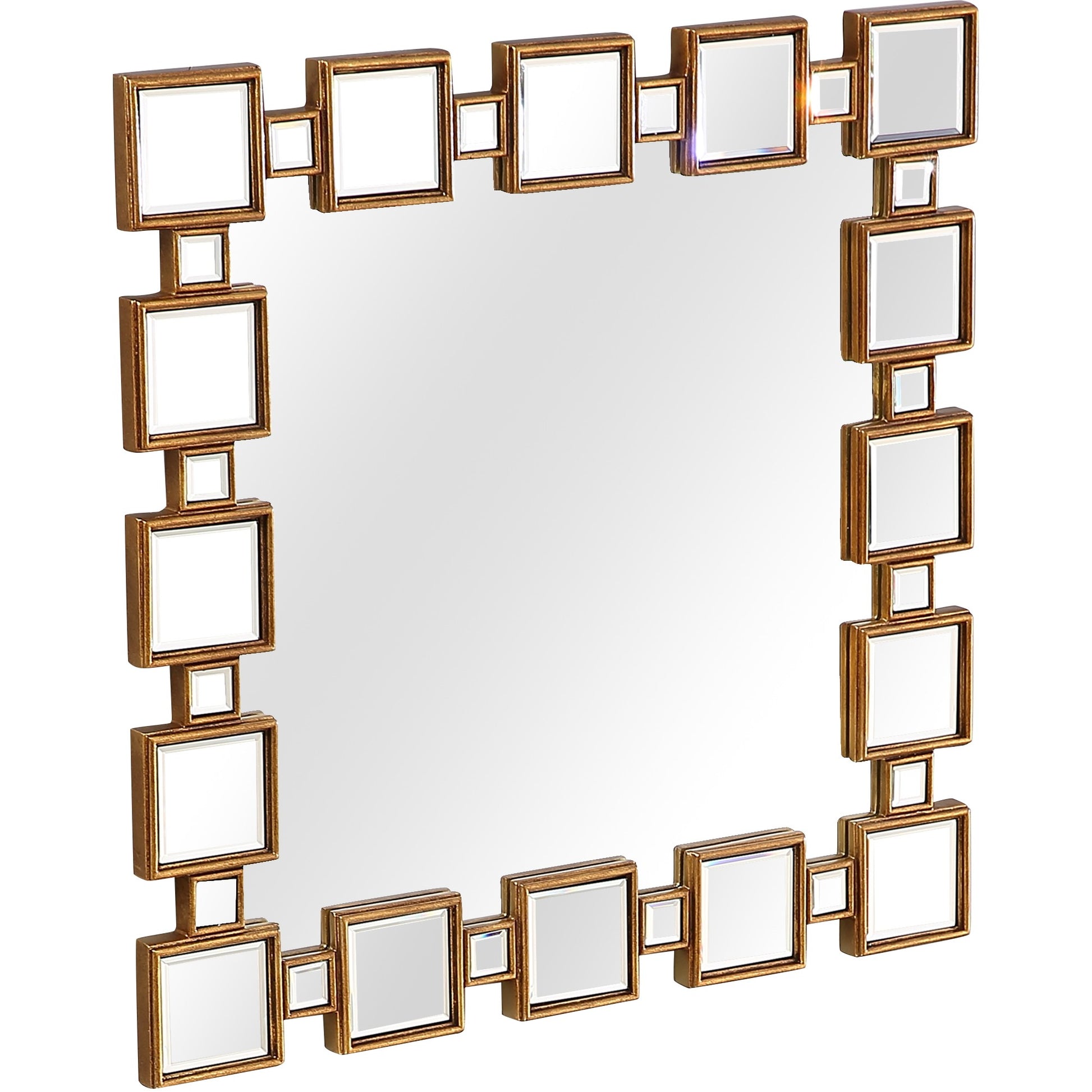 32" Gold Square Framed Accent Mirror-Mirrors-DECOROLALA