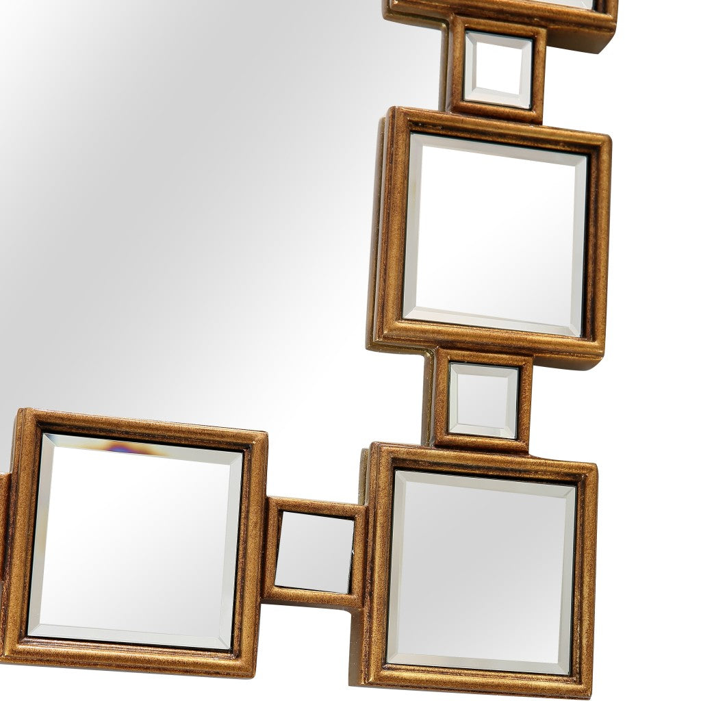 32" Gold Square Framed Accent Mirror-Mirrors-DECOROLALA