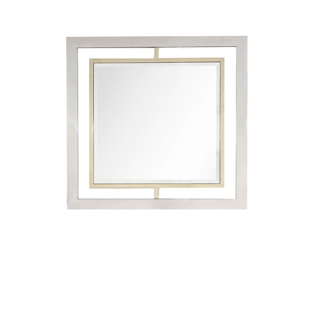 32" Gold Square Framed Accent Mirror-Mirrors-DECOROLALA