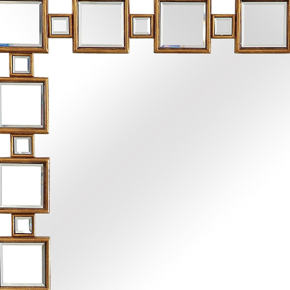 32" Gold Square Framed Accent Mirror-Mirrors-DECOROLALA