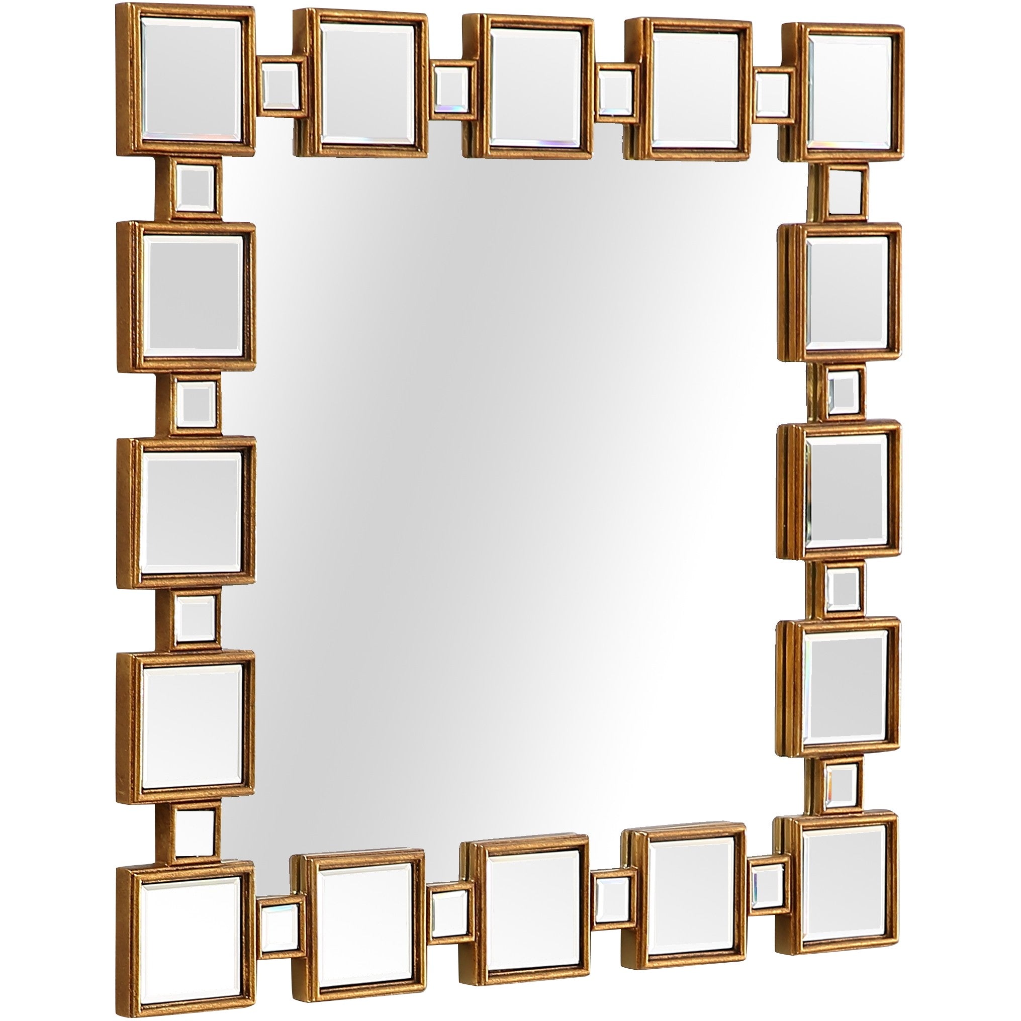 32" Gold Square Framed Accent Mirror-Mirrors-DECOROLALA