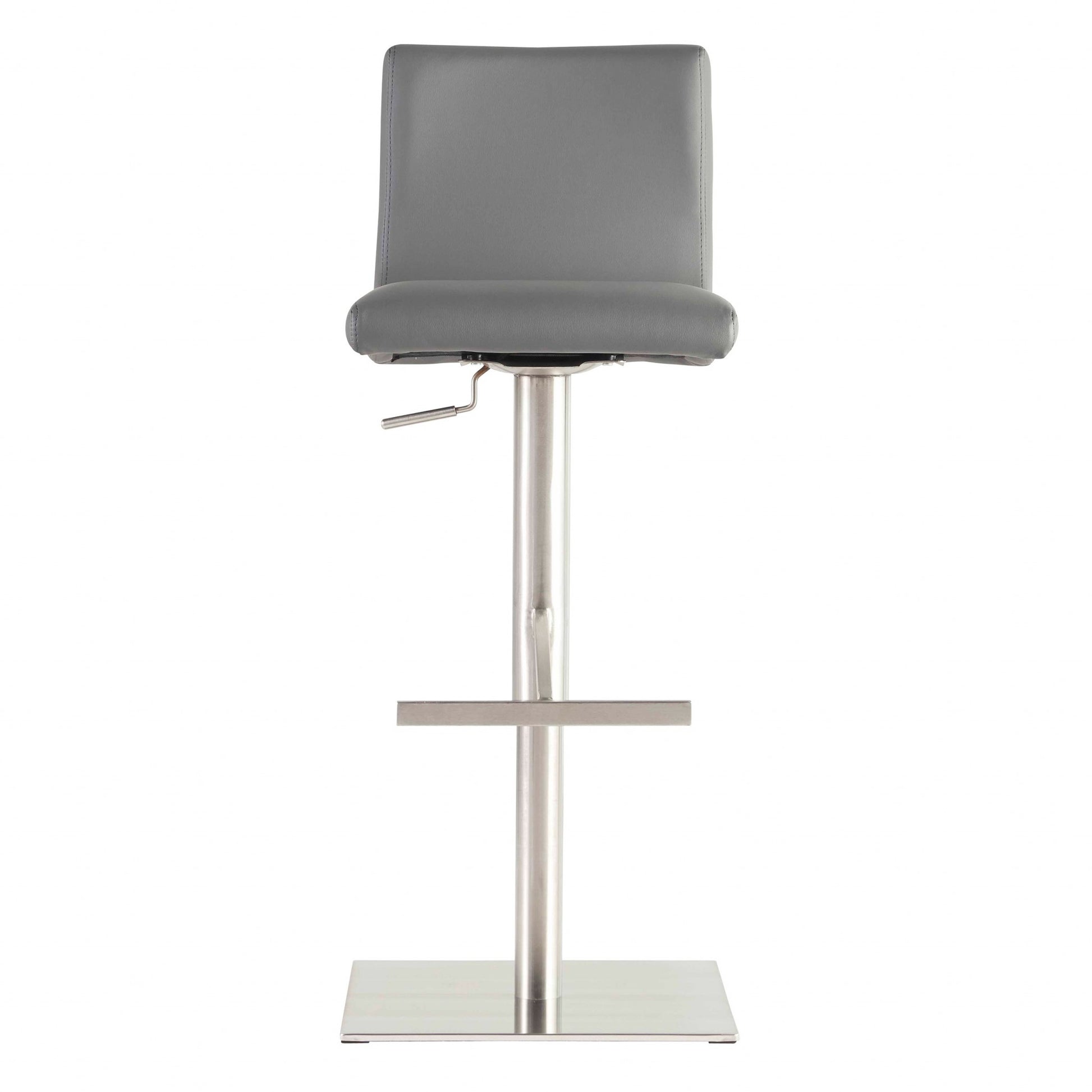 32" Gray And Silver Steel Swivel Low Back Bar Height Bar Chair-Bar Chairs-DECOROLALA