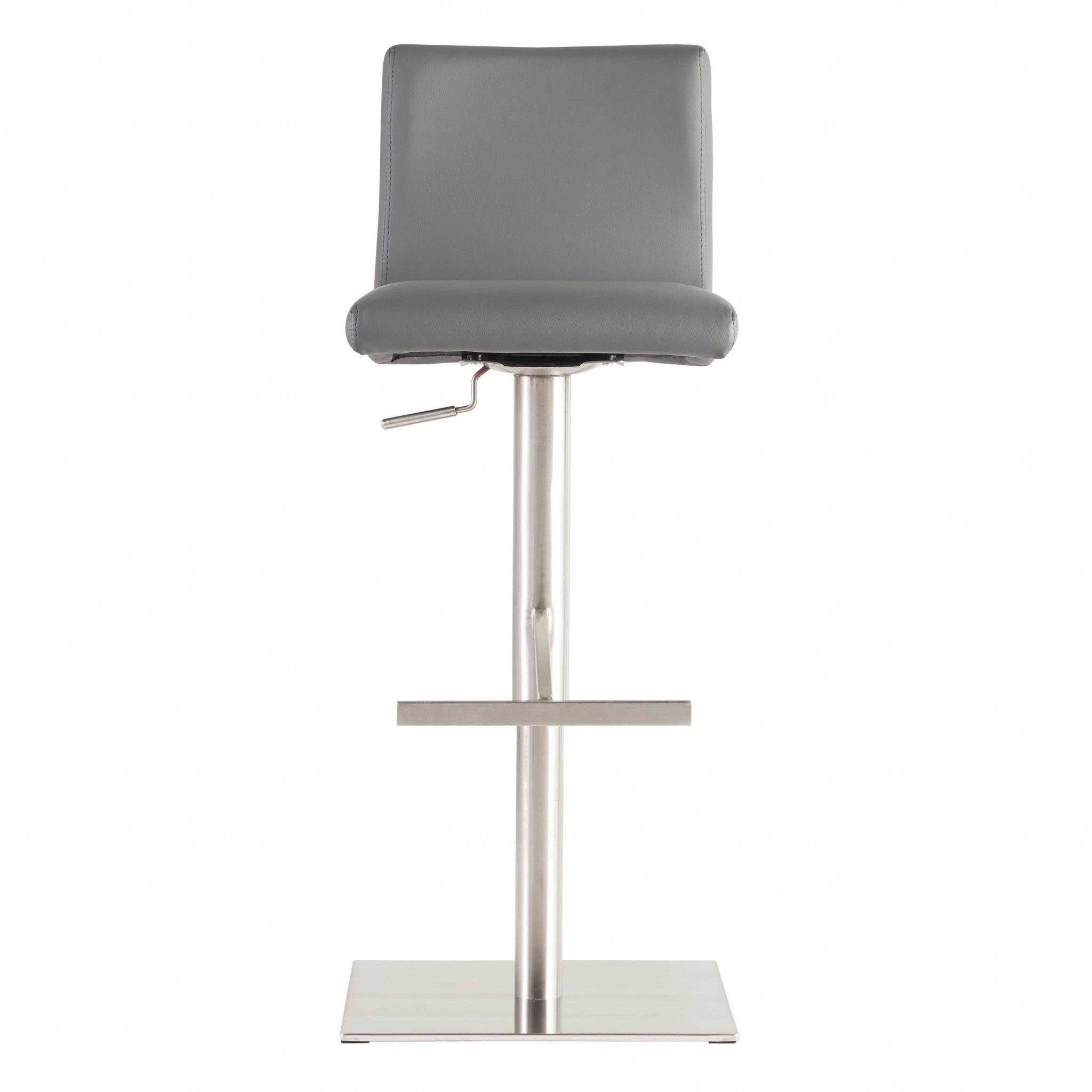 32" Gray And Silver Steel Swivel Low Back Bar Height Bar Chair-Bar Chairs-DECOROLALA