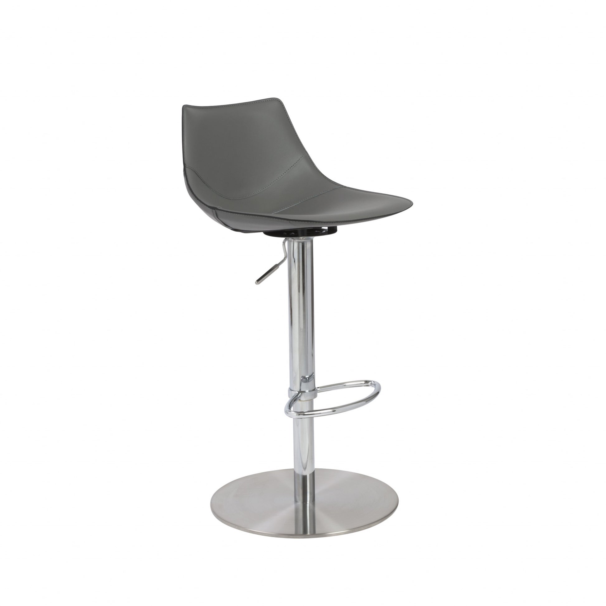 32" Gray And Silver Steel Swivel Low Back Bar Height Bar Chair-Bar Chairs-DECOROLALA