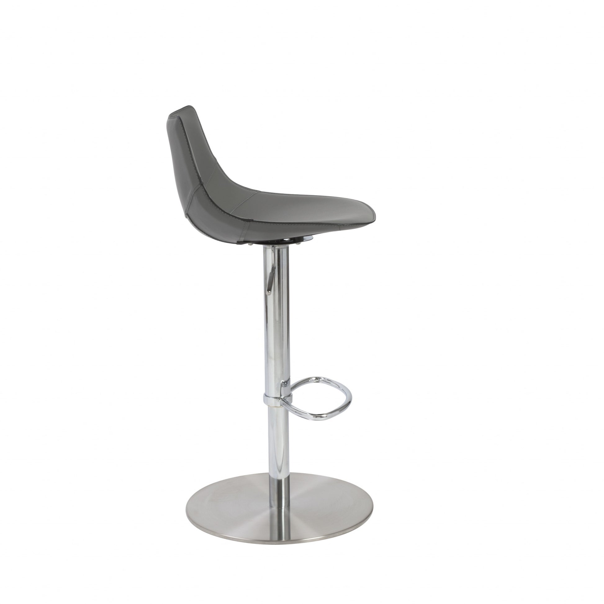 32" Gray And Silver Steel Swivel Low Back Bar Height Bar Chair-Bar Chairs-DECOROLALA