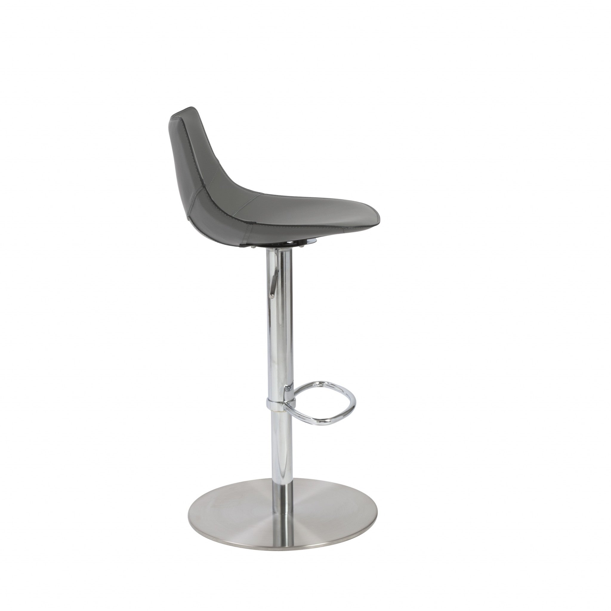 32" Gray And Silver Steel Swivel Low Back Bar Height Bar Chair-Bar Chairs-DECOROLALA