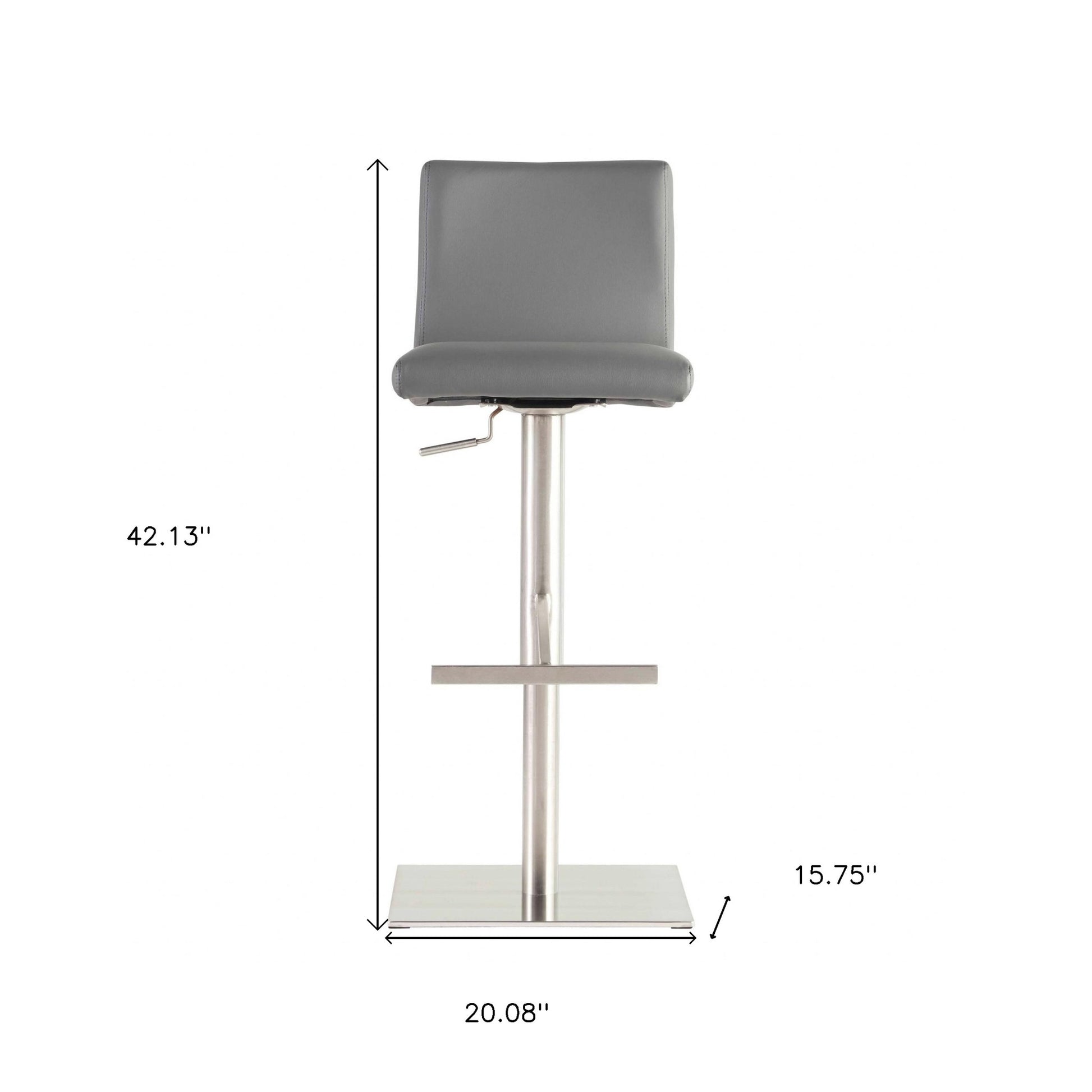 32" Gray And Silver Steel Swivel Low Back Bar Height Bar Chair-Bar Chairs-DECOROLALA