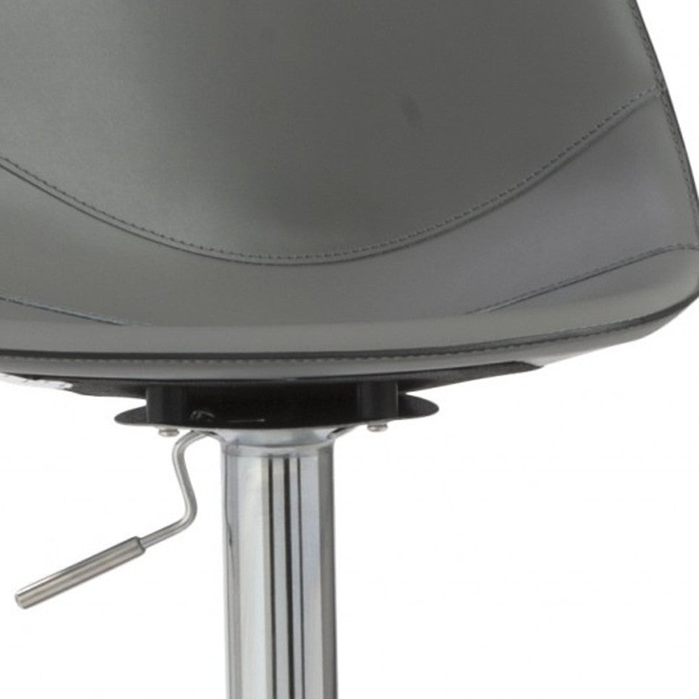 32" Gray And Silver Steel Swivel Low Back Bar Height Bar Chair-Bar Chairs-DECOROLALA