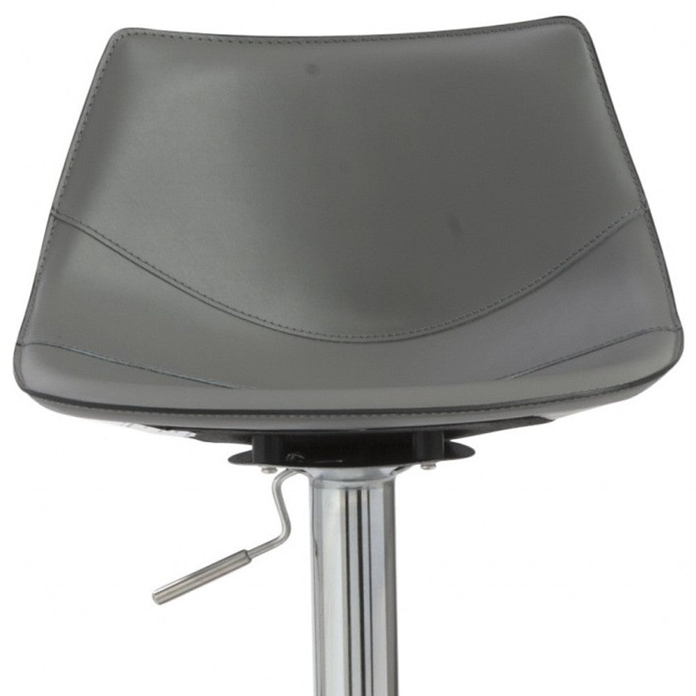 32" Gray And Silver Steel Swivel Low Back Bar Height Bar Chair-Bar Chairs-DECOROLALA