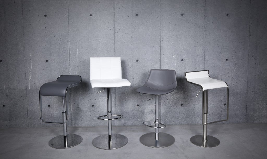 32" Gray And Silver Steel Swivel Low Back Bar Height Bar Chair-Bar Chairs-DECOROLALA