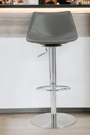 32" Gray And Silver Steel Swivel Low Back Bar Height Bar Chair-Bar Chairs-DECOROLALA