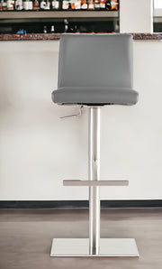 32" Gray And Silver Steel Swivel Low Back Bar Height Bar Chair-Bar Chairs-DECOROLALA