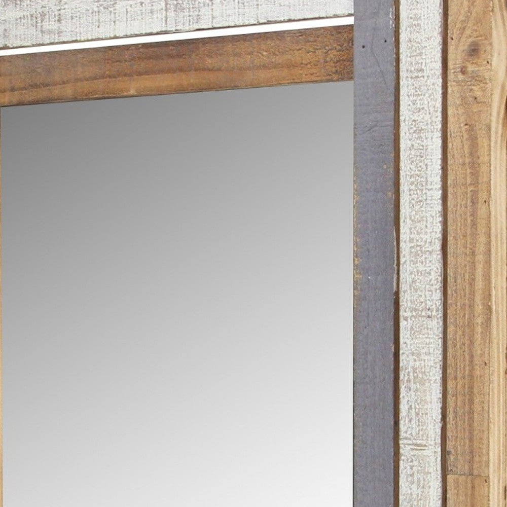32" Gray Natural and White Wood Framed Accent Mirror-Mirrors-DECOROLALA