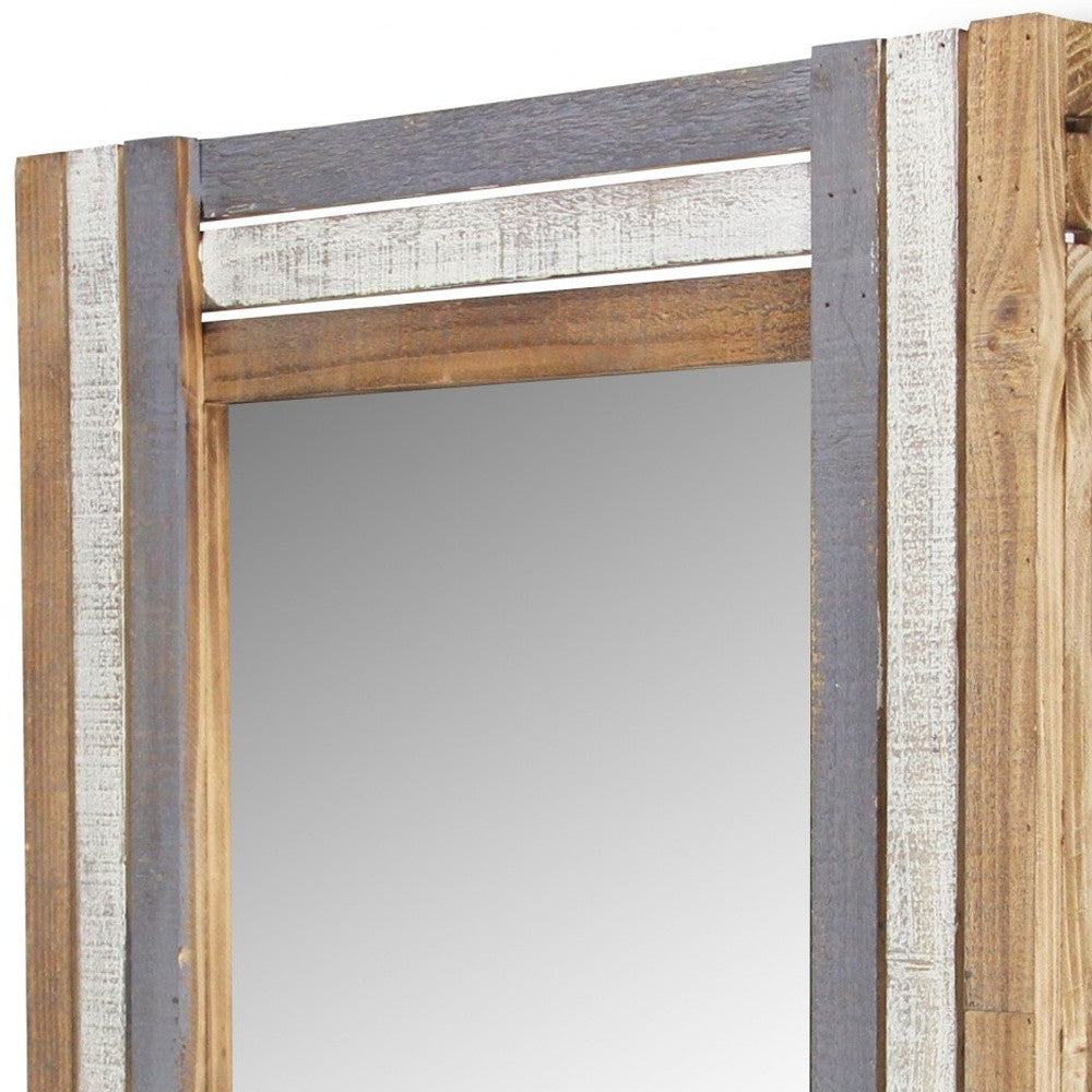 32" Gray Natural and White Wood Framed Accent Mirror-Mirrors-DECOROLALA