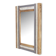 32" Gray Natural and White Wood Framed Accent Mirror-Mirrors-DECOROLALA