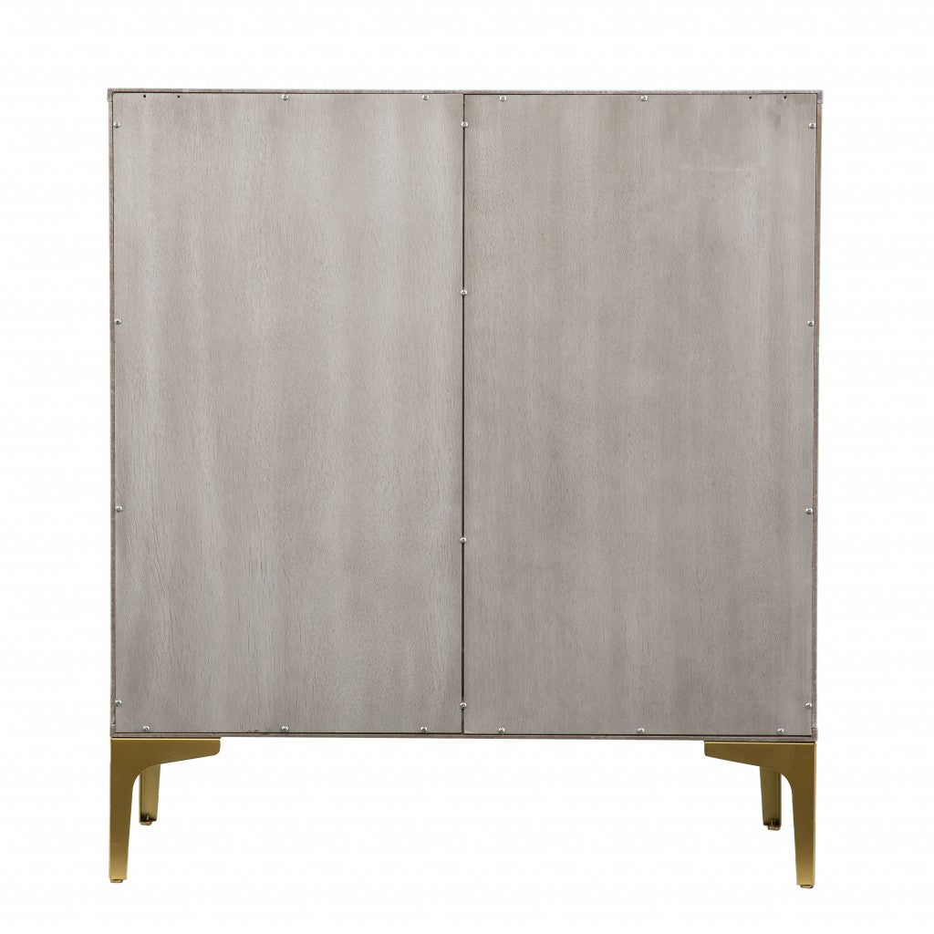 32" Gray Solid Wood Sideboard with Two Doors-Sideboards-DECOROLALA
