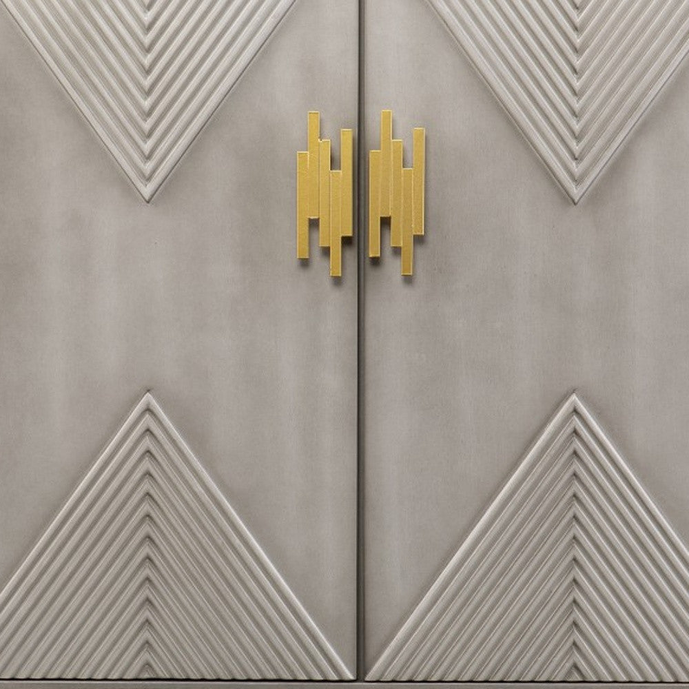 32" Gray Solid Wood Sideboard with Two Doors-Sideboards-DECOROLALA