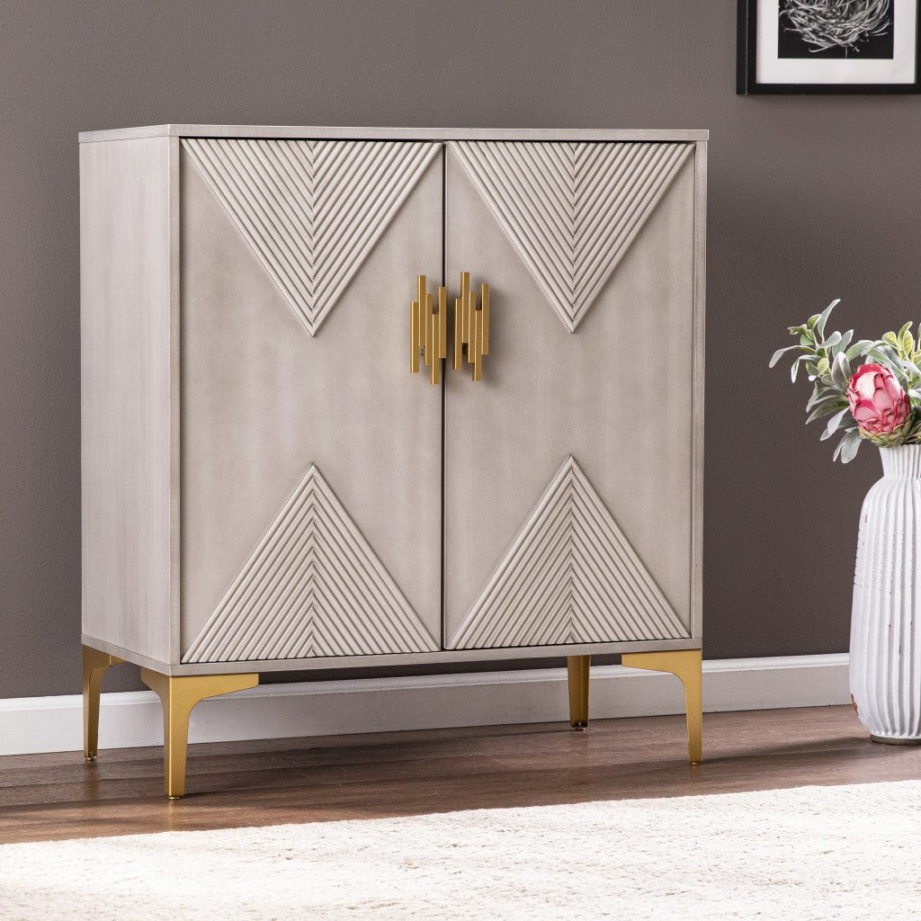 32" Gray Solid Wood Sideboard with Two Doors-Sideboards-DECOROLALA