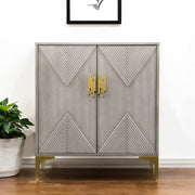 32" Gray Solid Wood Sideboard with Two Doors-Sideboards-DECOROLALA