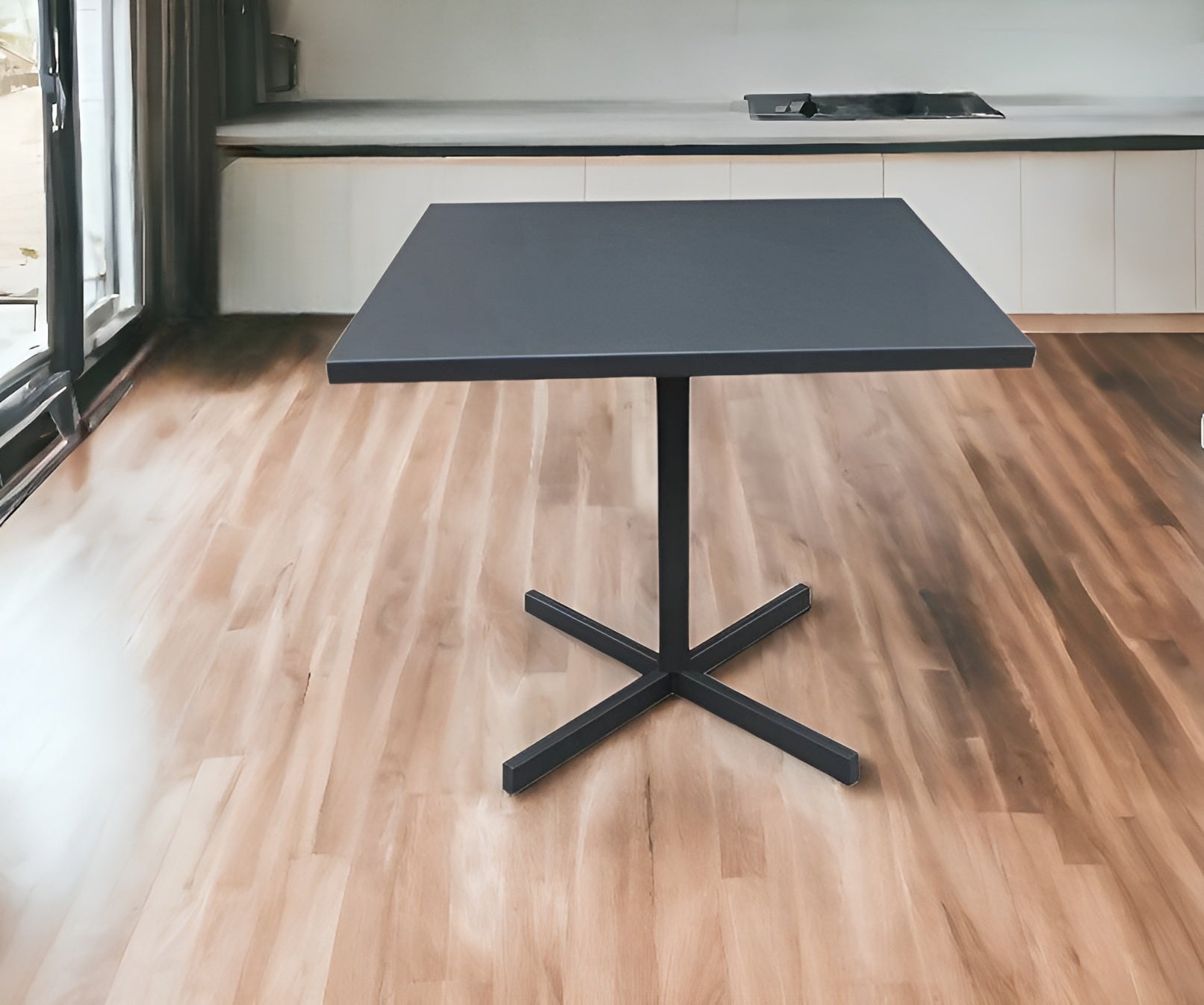 32" Gray Square Aluminum Pedestal Base Dining Table-Dining Tables-DECOROLALA