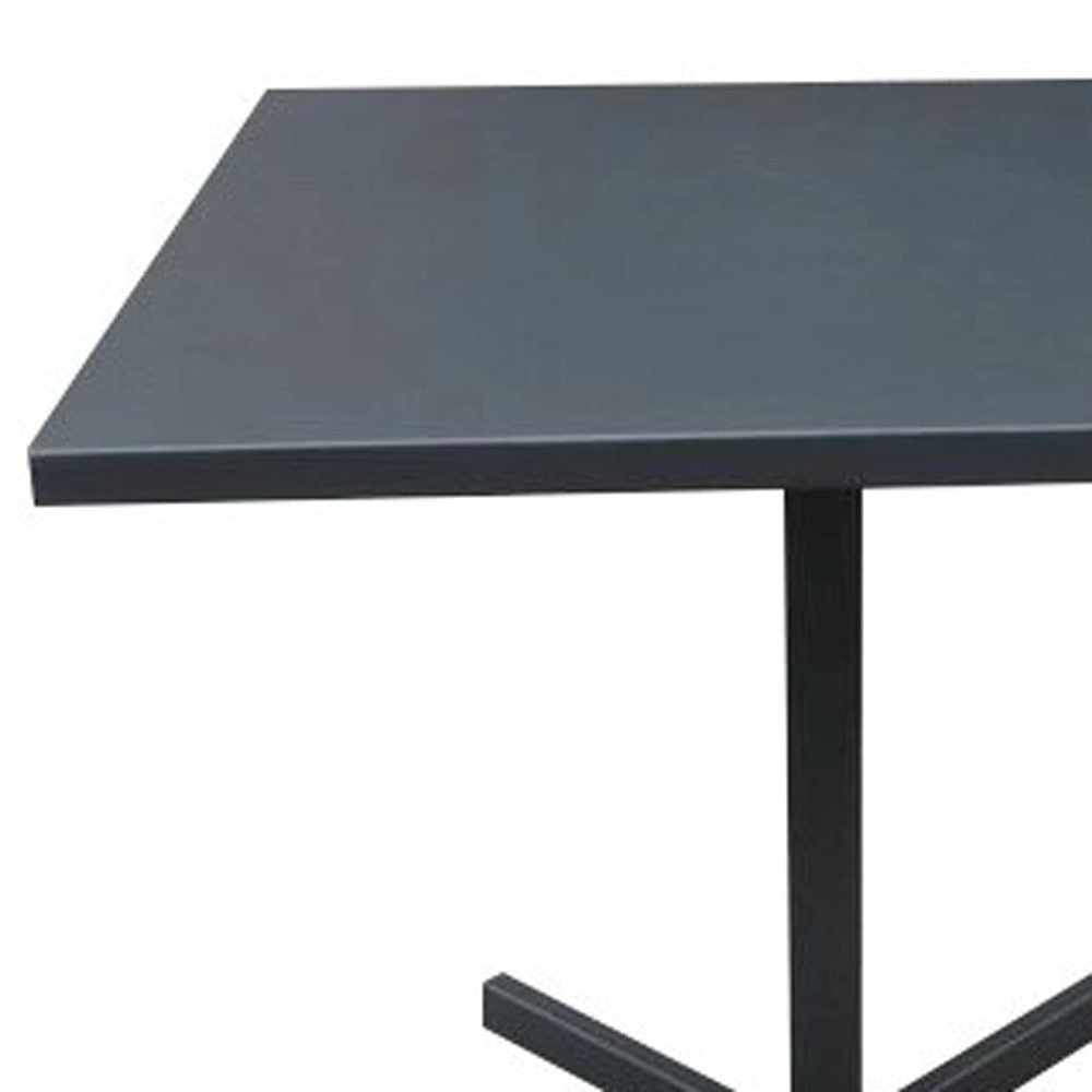 32" Gray Square Aluminum Pedestal Base Dining Table-Dining Tables-DECOROLALA