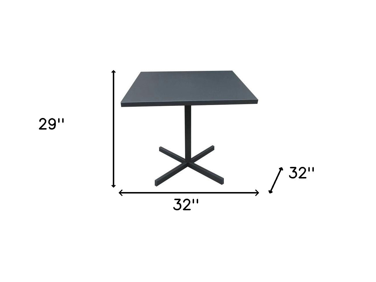 32" Gray Square Aluminum Pedestal Base Dining Table-Dining Tables-DECOROLALA