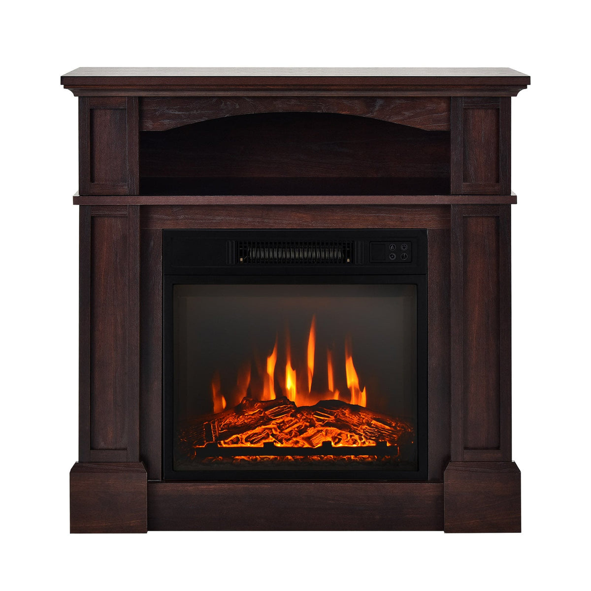 32 Inch 1400W Electric TV Stand Fireplace with Shelf-Natural-Fireplaces-DECOROLALA