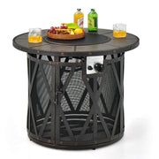 32 Inch 30000BTU Fire Pit Table with Fire Glasses and PVC Cover-Fire Pit Tables-DECOROLALA